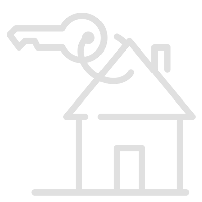 Ícone que representa direito imobiliário e conta com uma casa e uma chave ao lado.